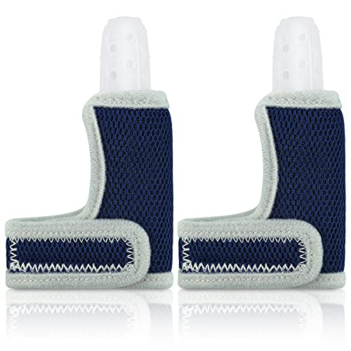 2 Pieces Silicone Toddler Baby Finger Guard with Breathable Wrist Band Thumb Kit to Prevent Children from Sucking Fingers (Blue)