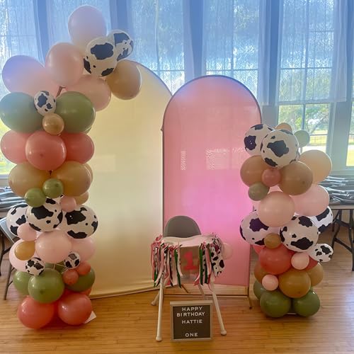 Image of Cowgirl Balloon Dusty Blush Pink Sage Green Brown Tan Coffee Beige Sand White Nude Retro Balloons Cow Print Balloon for Boho Rodeo Barnyard Baby Shower Birthday Farm Animal Western Party Decorations