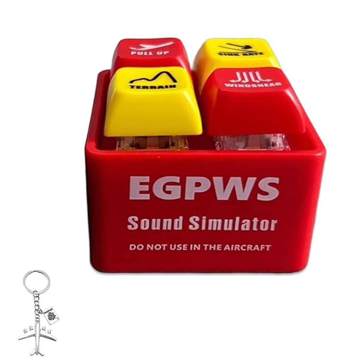 Homtrator Egps Pilot And Crew Alert Keychain Egpws Warning Sound Simulator, Aviation Cockpit Keychain With Bright Led Light, Glowing Emergency Keychains, Unique Key Chain Gift For Aviation Fans