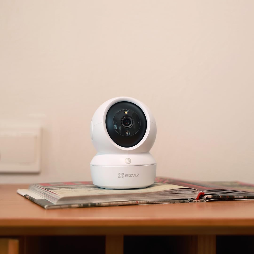 Lot de 2 caméras de sécurité Wi-Fi H6c Pro 3MP pour bébé avec détection de mouvement, suivi intelligent, vision nocturne bidirectionnelle, télécommande fonctionne avec Alexa, blanc