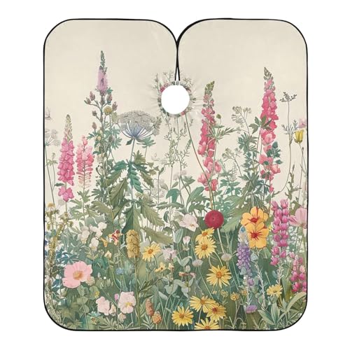 Hezely Summer Wild Flower Hair Dye Cape, Barber Cape for Adults,Waterproof Salon Cape,Waterproof Hairdressing Styling Hair Cutting, 65