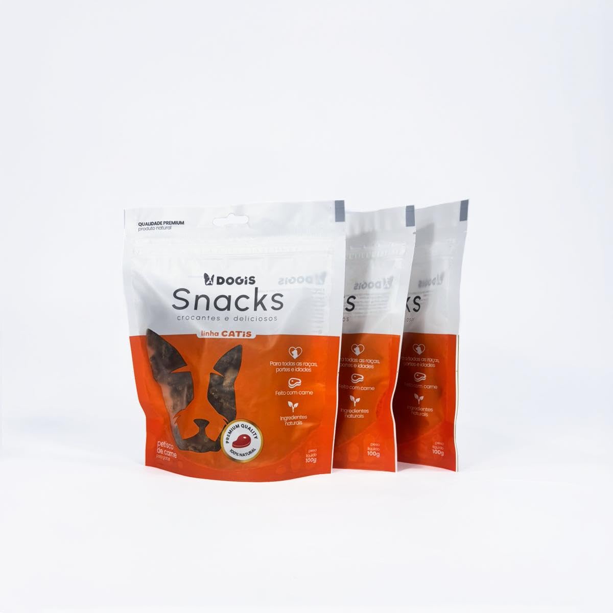 Petisco Natural para Gatos Catis Snacks Home Kit 3 Unidades de 100g Rico em Proteína