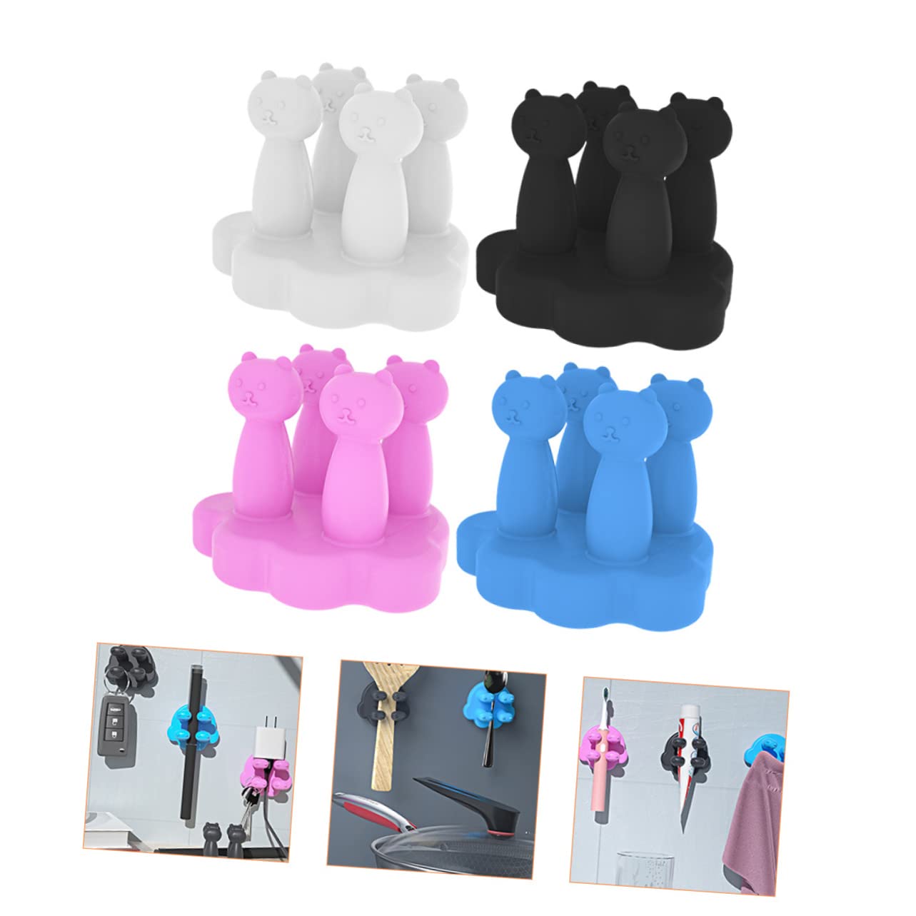 Alipis 20pezzi Portaspazzolino Silicone Adesivo Da Ganci Da Muro Per Bagno e Cucina Organizzatore Multiuso Per Spazzolini Rasoio e Dentifricio Facile Installazione Su Superfici Lisce