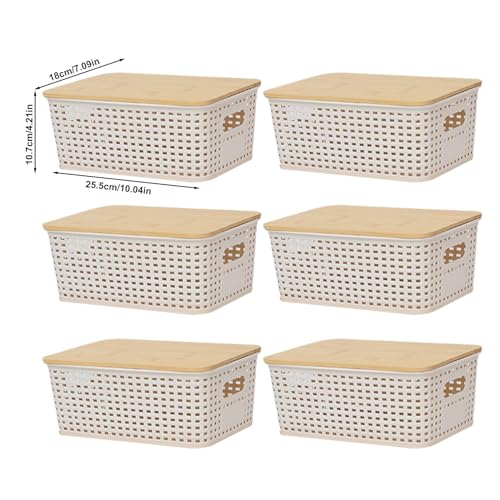Bacs empilables avec couvercles pour étagères et rangement de bureau - 7