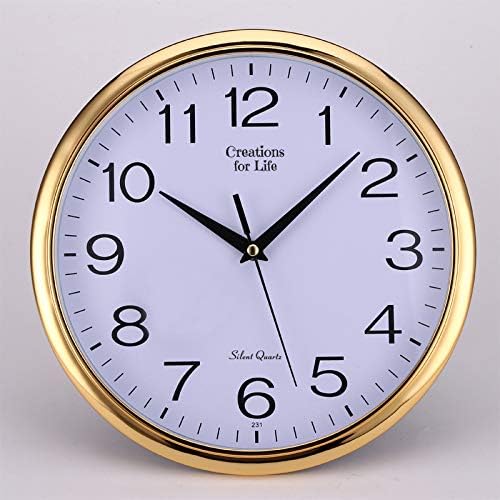 Gold Quartz"silent tick" Wall Clock- ideal for use in the office, home or kitchen. Quality quartz movement means the clock is very accurate. The silent sweep means none of that annoying ticking!