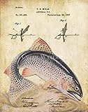 Apple Creek Antique Fly Fishing Lure US Patent Poster Art Print Rainbow Trout Largemouth Bass Walleye Muskie Lures Poles 11x14 Wall Decor Pictures