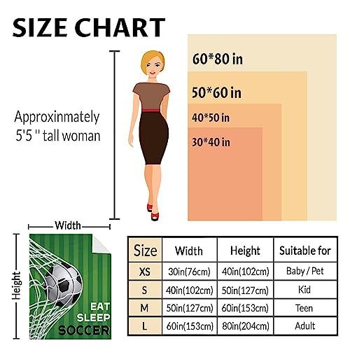 Mercuryelf Soccer Blanket Gifts, 30"x40" Funny Football Throw Blankets for Boys Kids, Cozy Lightweight Fleece Plush for Sofa Bed Room Decor