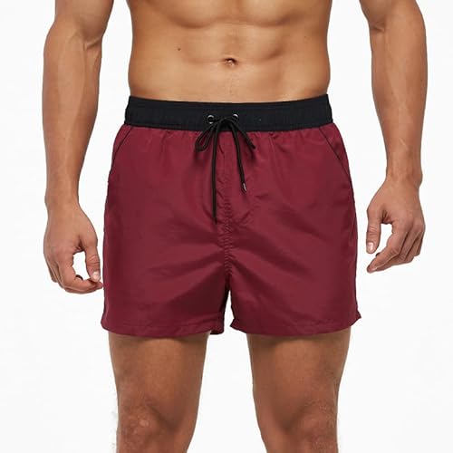 AOTORR Men's Swim Trunks Quick Dry Beach Board Shorts Mesh Lining with Pockets Wine Red 2XL