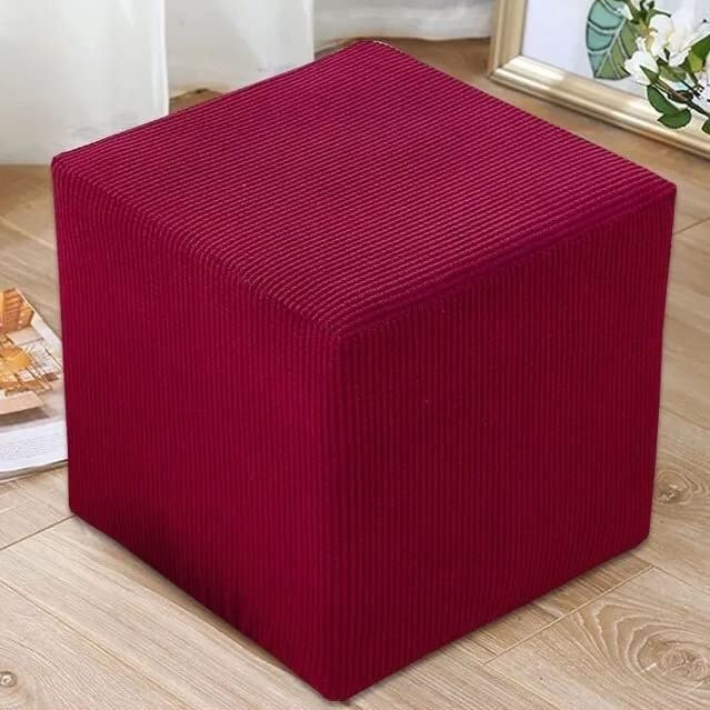 WOYAOFEI Square/Round Ottoman Slipcover Cover Stretch Footstool Foot Stool Covers Ottoman Cover, Thicked Cover For Pouffe, Decorative Washable Sofa Foot Rest Cover (Color : #6, Size : (35X35CM))