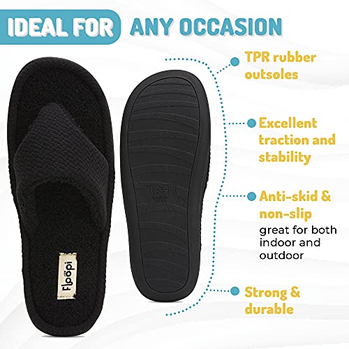 Floopi Memory Foam Soft Knit Thong Slipper for Women with French Terry Insole/Lining with Rubber Outsole4