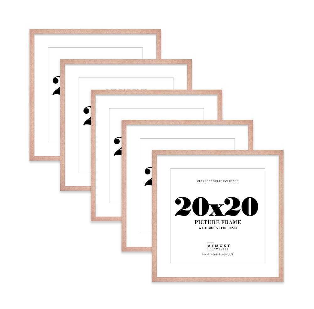 20x20 Bronze Picture Frame with Mount for 18x18 Photos, Prints - Modern Square Wall Frame, Set of 5
