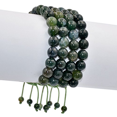 Image of AD Beads Natural 10mm Gemstone Bracelets Healing Power Crystal Macrame Adjustable 7-9 Inch
