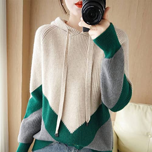 Chemise à capuche en tricot pour femme pull ample et doux automne