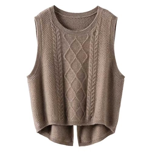 Generisch Pullunder Damen Strickpullover Modisch Ärmellos Stricken Weste O-Ausschnitt Kurz Strickwesten Einfarbig Pullover Wollweste Baggy Winter...