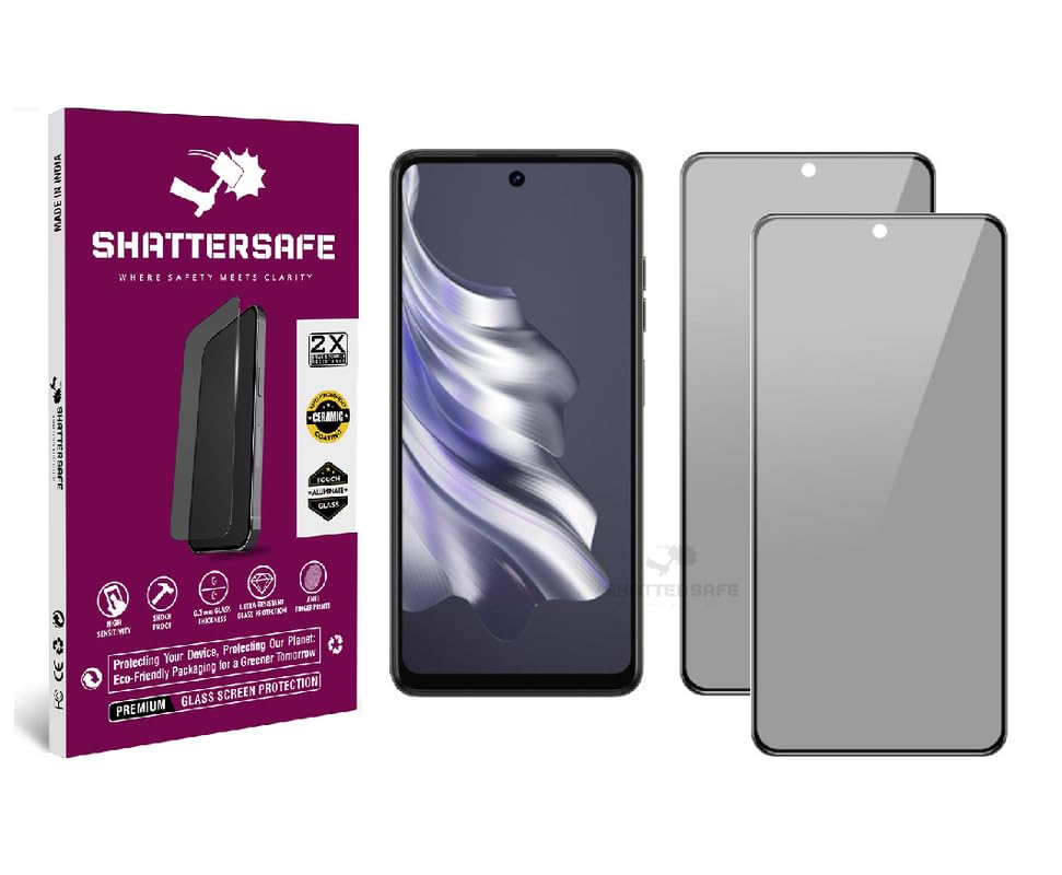 Image of Anti-Spy Privacy Tempered Glass Compatible For Tecno Spark 20 [Pack of 2]. 9H Hardness, Anti-Scratch, Edge-to-Edge Protection With Easy Installation Kit & Case Friendly Fit.