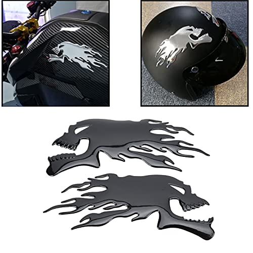 Zerone 2Pcs Fuel Sticker 3D Universal Flame Skull Motorcycle Helmet Decoration Decals Stickers Decal Decorations for Motorcycle Practlsol Sticker, for Motorcycle Practlsol Sticker,