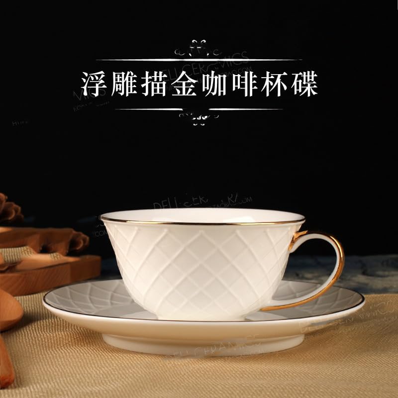 European Hand-Painted Gold Coffee Cup Saucer – Floral Tea Cup Couple Set-style1