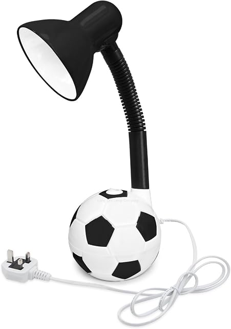 Retro Football Desk Lamp Flexible Black and White with LED Golf Ball Bulb 4w