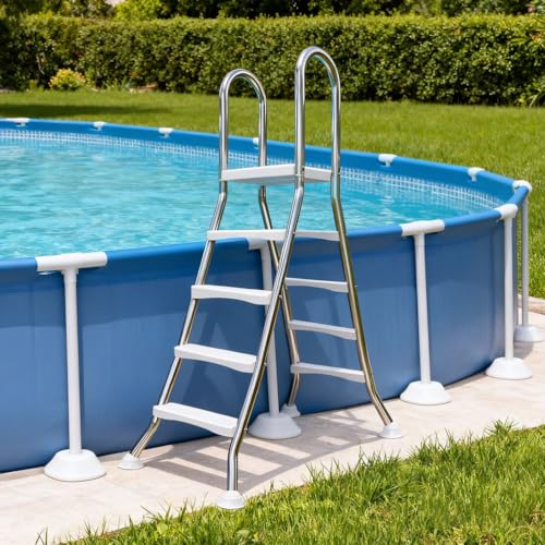 Escalera para piscina con 4 pasos acero inoxidable miniatura 1