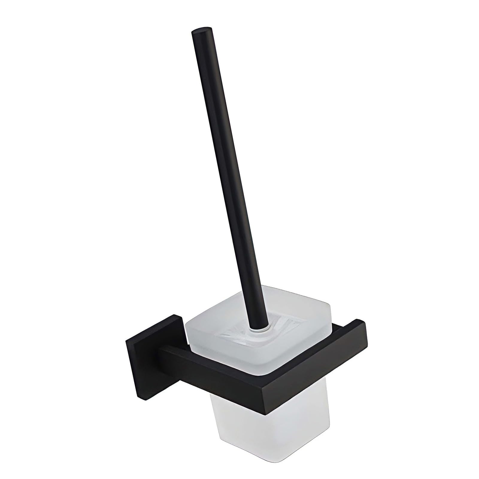 Jiingekk Black Steel Bathroom Toilet Brush Featuring Square Design Enhances Aesthetics Efficient Scrubbing Secure Stand For Bathroom Stable Base Brush
