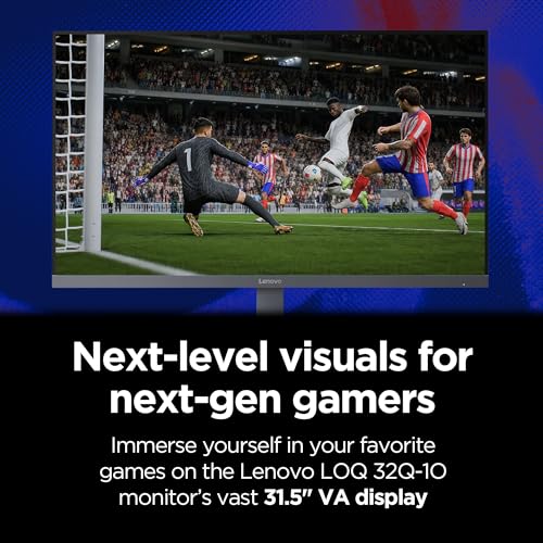 Image of Lenovo Legion LOQ 32Q-10 Gaming Monitor, 31.5 inch QHD, Flat, VA, 180Hz, 0.5ms MPRT, AMD FreeSync, HDR10, Tilt Stand, 2X HDMI 2.1 and DP 1.4, Raven Black