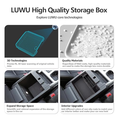 Image of LUWU for Ford Explorer Accessories Center Console Organizer 2020-2024 Ford Explorer XLT /Limited /Active /ST-Line /ST /Platinum Armrest Organizer Insert Tray Armrest Console Organizer (Black)