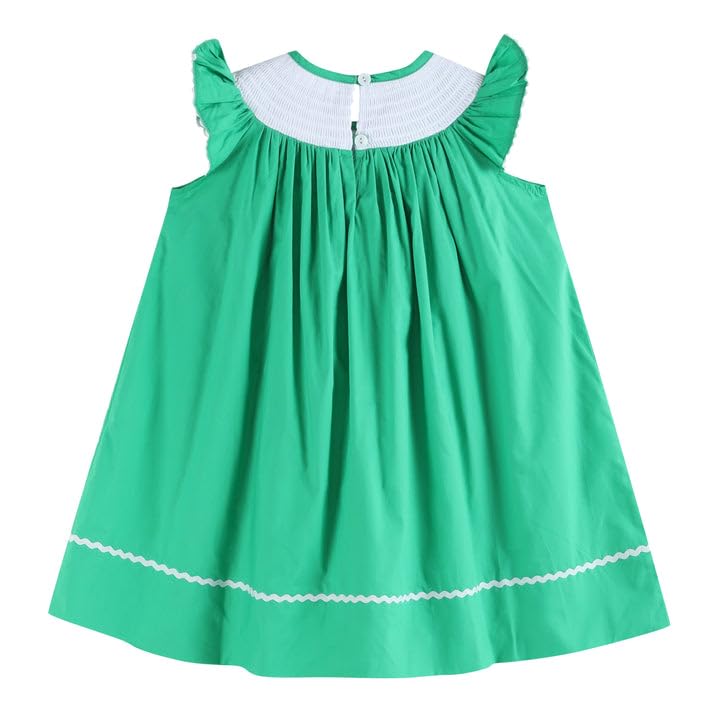 Green St. Patrick's Day Shamrock Smocked Bishop Dress4