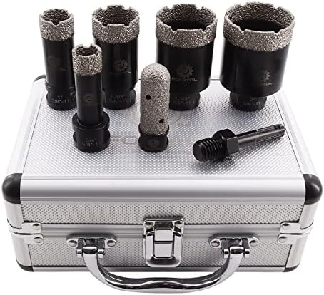 Diamond Core Drill Bits Set - FOCSTOL 7pcs (19/25/35/45/51mm+20mm Finger Bit+SDS Adapter) Diamond Hole Saw Kit for Porcelain Ceramic Tile Marble Granite