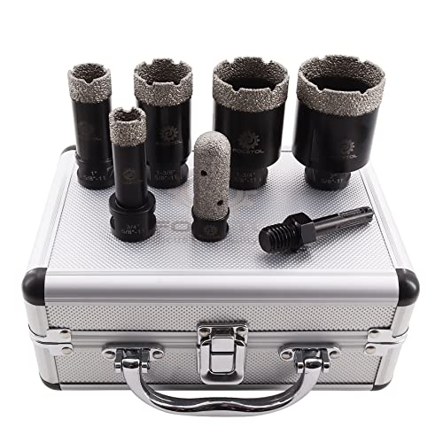Diamond Core Drill Bits Set - Focstol 7Pcs (19/25/35/45/51Mm+20Mm Finger Bit+Sds Adapter) Diamond Hole Saw Kit For Porcelain Ceramic Tile Marble Granite #TOP1