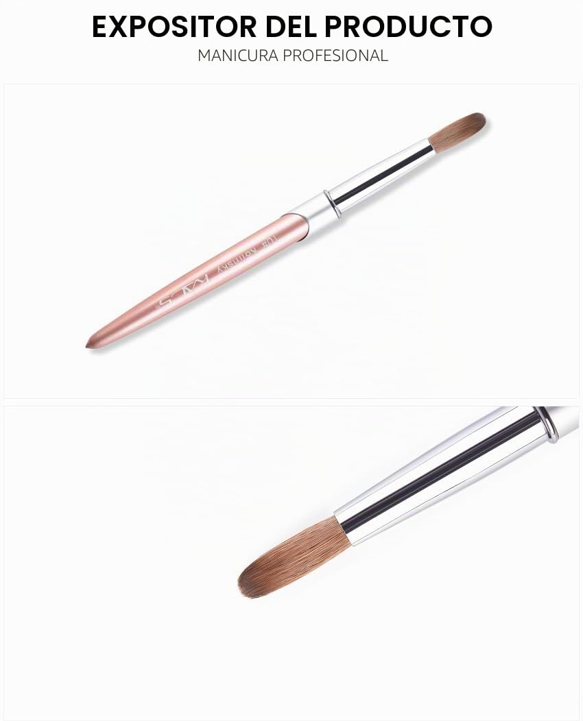KADS Kolinsky - Pincel acrílico 100% Sable para aplicación acrílica, cabezal redondo, herramienta de manicura (10#)