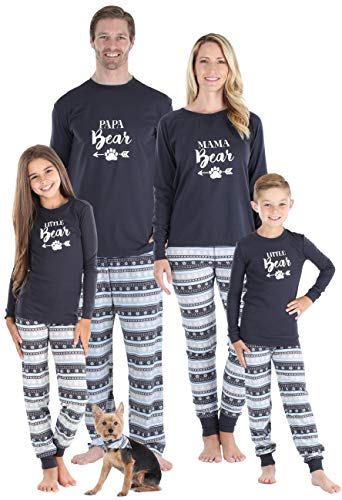 Sleepyheads Matching Family Christmas Pajama Sets, Family Bear Grey Fair Isle - Kids
