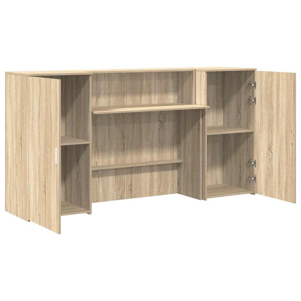 Generico Banco Reception Moderno con Armadietti,Legno Multistrato Rovere Sonoma 200x50x103.5 cm,Ampio Spazio Archiviazione,per Uffici,Hotel,Cliniche e Studi