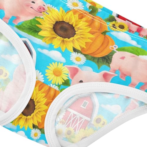 Cute Pigs Sunflowers Blue Girl Panties Cute Girls Underwear Toddler Cotton Aesthetic Kids Briefs Undies 2t4
