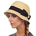 Womens 100% Paper Straw Ribbon Bow Accent Cloche Bucket Bell Summer Hat