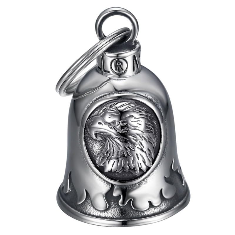 Clochette Porte-bonheur Pour Moto - Ange Gardien, Acier Inox, Support Et Pochette Inclus (cadeau Motard)