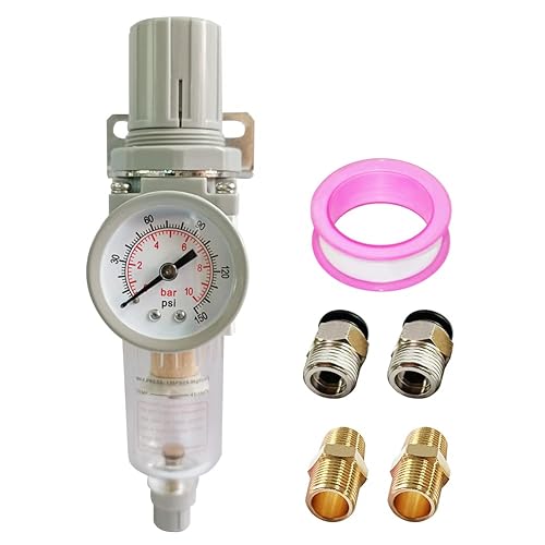 Regulador de presión de filtro de aire NPT de 14 "Separador de agua combinado para línea de compresor de aire, drenaje semiautomático, elemento de