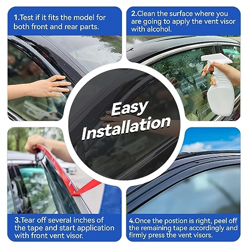 Image of Window Visors Rain Guards for 2012 2013 2014 2015 Honda Civic, Out-Channel Window Vent Wind Deflectors Visors Shades for 12 13 14 15 Civic Sedan