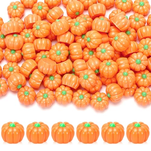 JUNEBRUSHS 120 Pcs Artificial Mini Pumpkins, Fall Harvest Resin Pumpkin Thanksgiving Fake Pumpkins Autumn Small Pumpkin for DIY Crafts Home Table Party Decor