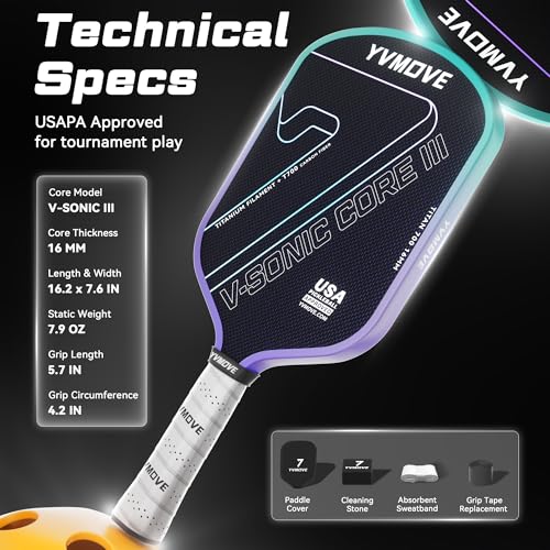 Image of Pickleball Paddles | USAPA Approved | Raw Carbon Fiber Face | Max Control & Effortless Power | 16MM Core Anti-Shock | Intermediates to Pros
