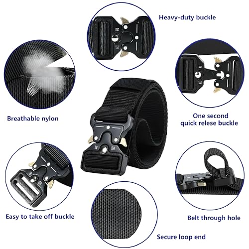 JacobsParts Quick Release Tactical Unisex Belt Heavy Duty Adustable Military Webbing Nylon,3