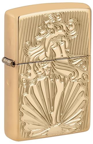 Zippo encendedor Aphrodite en latón pulido alto miniatura 1
