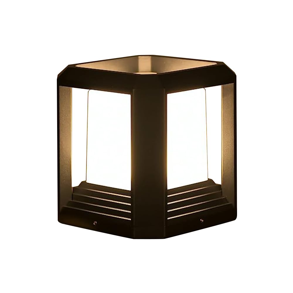 PLUSLED Outdoor Post Cap Lights,Fits 5.91"x5.91"x6.34" Wooden Fence Deck Patio Garden, LED Lamp Post Waterproof Lantern 20W 3000K Modern Black Column Pillar Lamp ETL certificated…