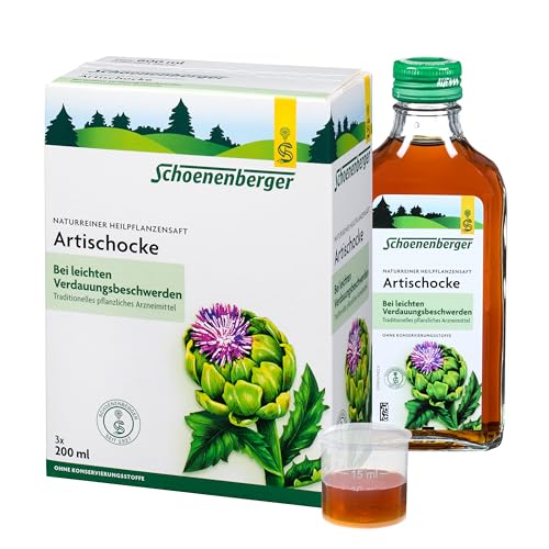 Schoenenberger - Artischocke naturreiner Heilpflanzensaft - 3x 200 ml - freiverkäufliches Arzneimittel - bei leichten Verdauungsbeschwerden - verbessert die Fettverdauung