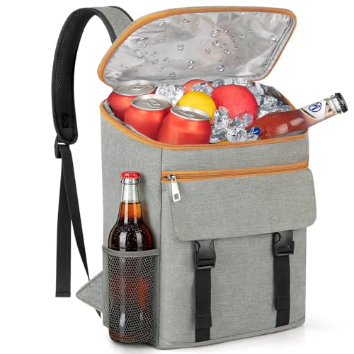 Image of Backpack Cooler - 30 Cans Insulated Cooler Backpack for Men & Women | Portable Leak Proof Lunch Bag, for Beach Picnic Travel Work Camping Hiking (Grey)