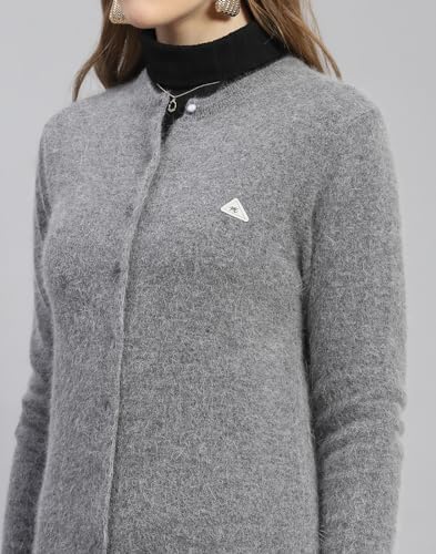 Image of Monte Carlo Women Regular Fit Full Sleeve Solid Round Neck Winter Cardigan (Pack of 1)
