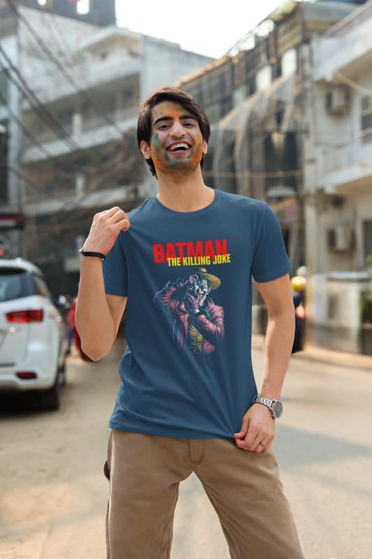 Image of ElegantCrafts 'Batmen The Killing Joke' Graphic Print Cotton T-Shirt, Joker Design, Unisex Casual Wear