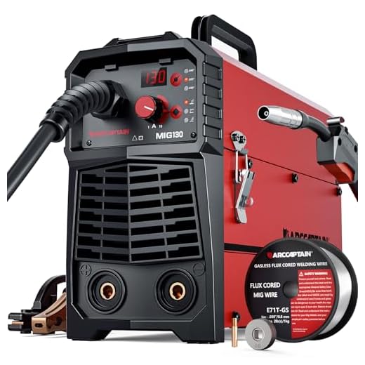 ARCCAPTAIN 130A MIG Welder, 110V Flux Core MIG Welder/Lift TIG/Stick 3 in 1 Welding Machine with Synergy, IGBT Inverter Portable Gasless Welder Equipment with Welding Gun and 2lb Welding Wire