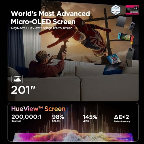 Image of RayNeo Air 3s AR /XR Glasses, 201 inch 120Hz FHD HueView Display, Portable AR Video Eyewear Gaming Glasses for iPhone 16 /15, Android, Mac, Switch, PS5, Steam Deck - Next-Gen Wearable Theater