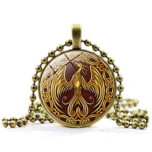 Ndier Phoenix Anhänger Halskette Glas Halskette Pullover Korn Kette Opulente Halskette Bronze beutymisc
