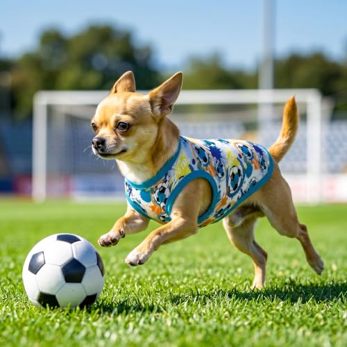 Image of CuteBone Football Dog Shirts 2-Pack Soft Pet Clothes Breathable Summer Vest for Small Puppy and Stretchy Cat Apparel 2BX23XL
